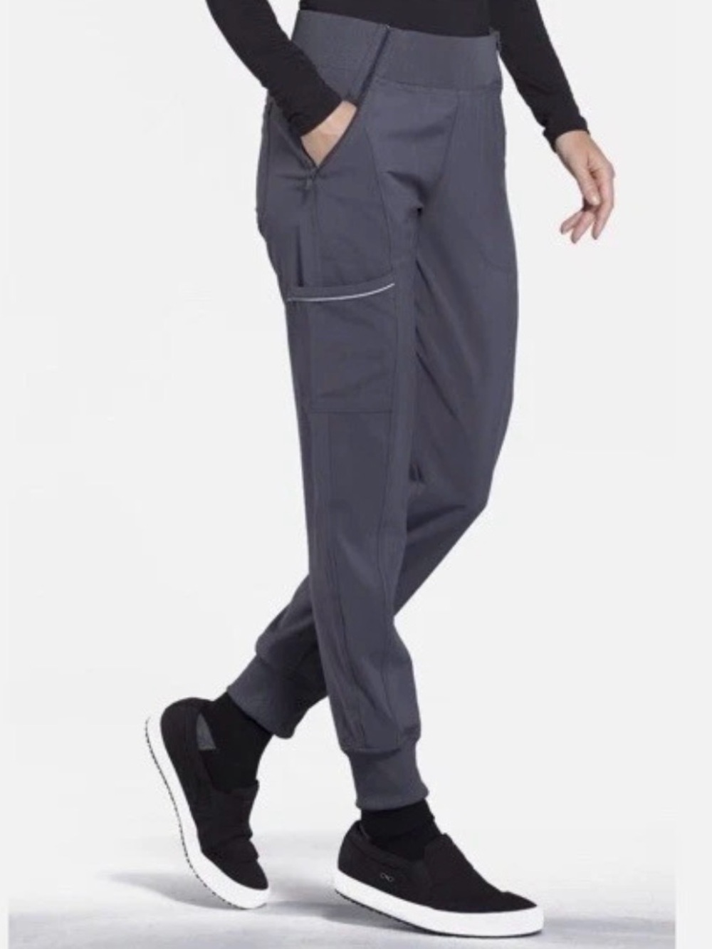 Cherokee Infinity Mid Rise Tapered Leg Jogger Scrub Pants grey sz XL$48
